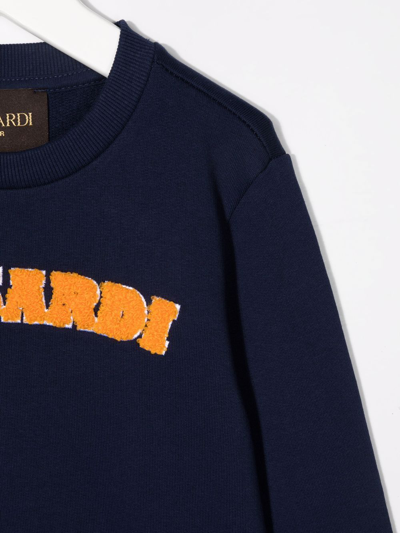 Shop Trussardi Junior Textured-logo Sweatshirt In Blue