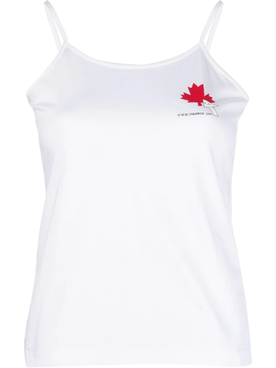 Shop Dsquared2 Maple Leaf Logo-print Vest Top In White