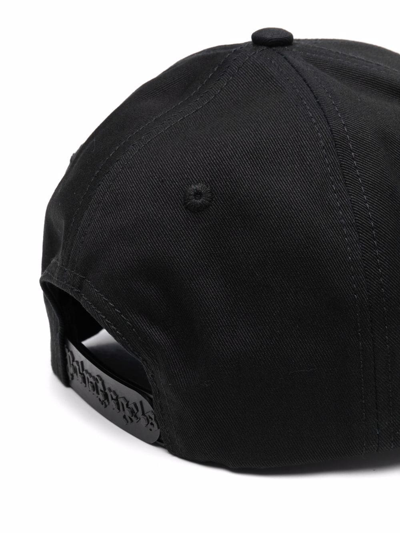 Shop Palm Angels Logo-print Cotton Cap In Black