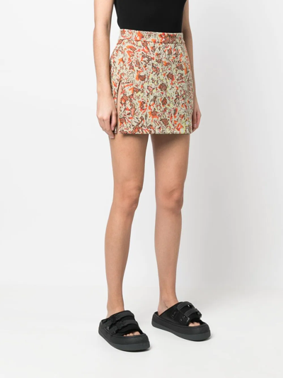 Shop Ambush Floral Jacquard Mini Skirt In Neutrals
