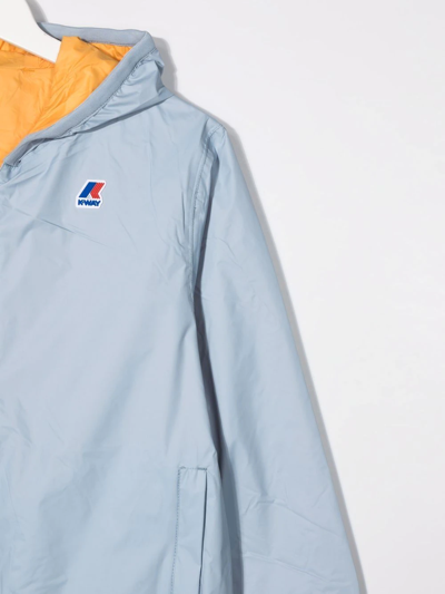 Shop K-way Teen Reversible Logo-patch Jacket In Blue
