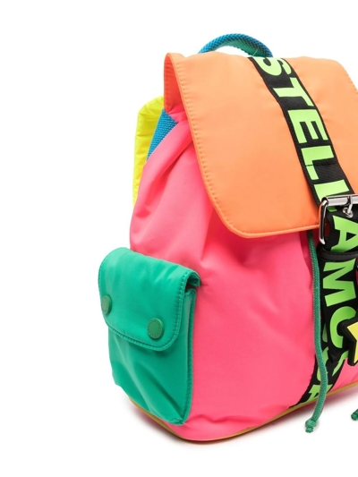 Shop Stella Mccartney Logo Colour-block Backpack In Pink