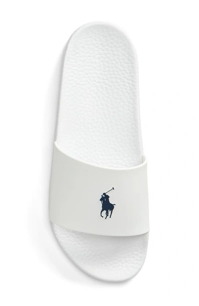 Shop Ralph Lauren Signature Pony Slide In White / Navy Pony Player