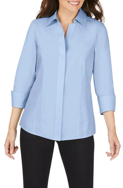 Shop Foxcroft Taylor Fitted Non-iron Shirt In Blue Freesia