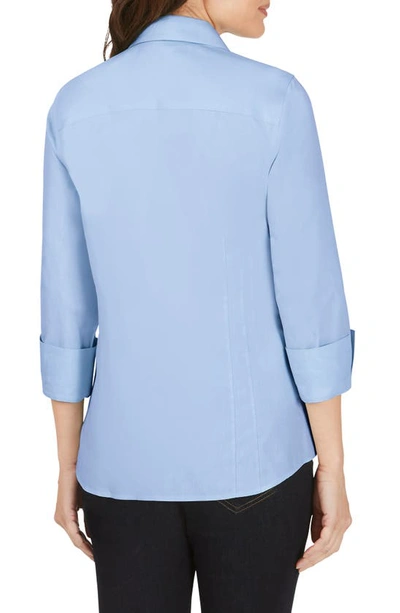Shop Foxcroft Taylor Fitted Non-iron Shirt In Blue Freesia