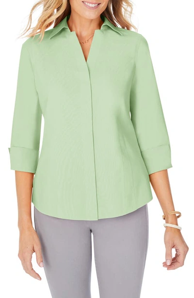 Shop Foxcroft Taylor Fitted Non-iron Shirt In Sage Garden