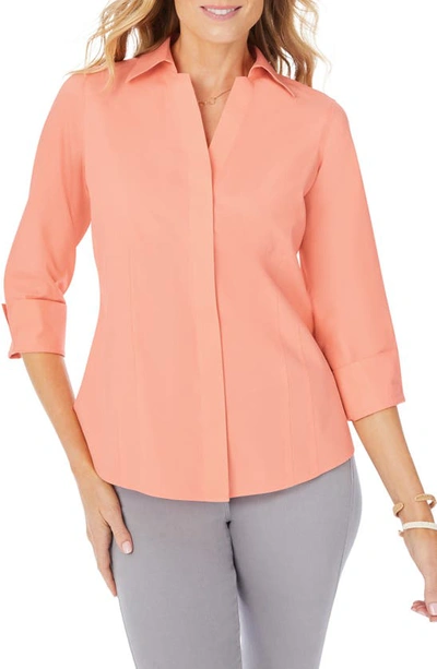 Shop Foxcroft Taylor Fitted Non-iron Shirt In Peach Sorbet