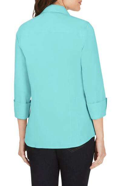 Shop Foxcroft Taylor Fitted Non-iron Shirt In Turquoise Tide