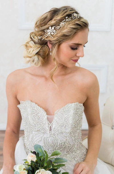 Shop Brides And Hairpins Atiena Embellished Floral Motif Halo & Sash In 14 K Gold