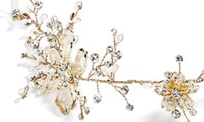 Shop Brides And Hairpins Atiena Embellished Floral Motif Halo & Sash In 14 K Gold