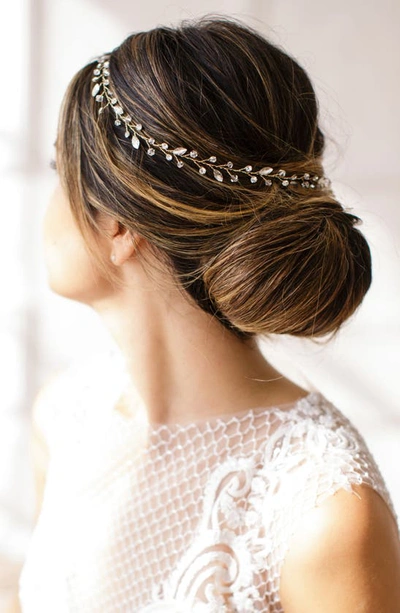 Shop Brides And Hairpins Lucina Crystal Halo & Sash In Gold