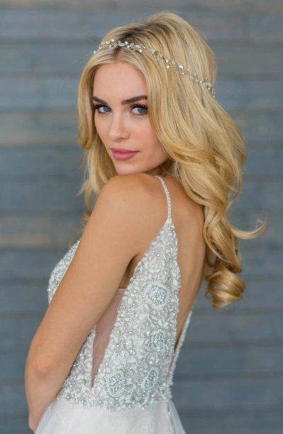 Brides And Hairpins Brides & Hairpins Lucina Crystal Halo & Sash In Silver