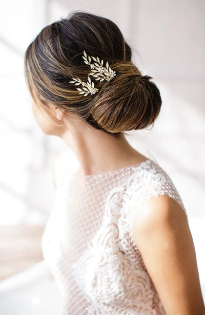Shop Brides And Hairpins Brides & Hairpins Calvina 2-piece Hair Clip Set In Gold