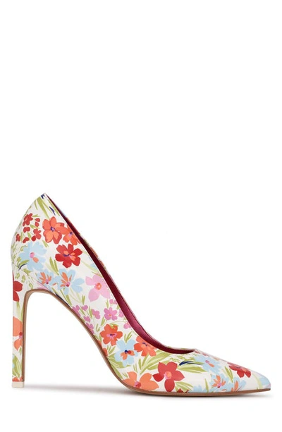 Shop Nine West 'tatiana' Pointy Toe Pump In White Floral Patent