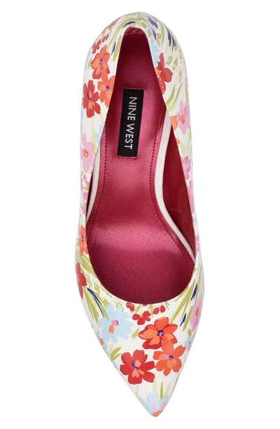 Shop Nine West 'tatiana' Pointy Toe Pump In White Floral Patent