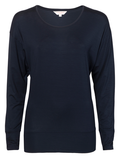 Shop Derek Rose Women's Long Sleeve Lounge T-shirt Carla Micro Modal Midnight In Navy