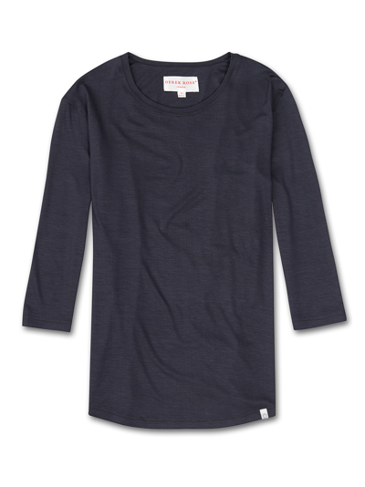 Shop Derek Rose Women's 3/4 Sleeve T-shirt Carla Micro Modal Charcoal