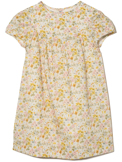 Shop Bonpoint Alinda Floral-print Dress In Yellow