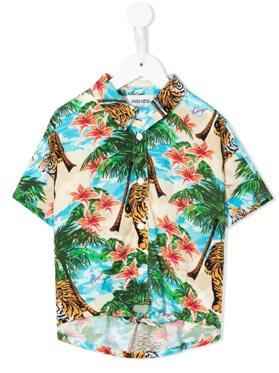 Shop Kenzo Graphic-print Short-sleeve Shirt In Multicolour
