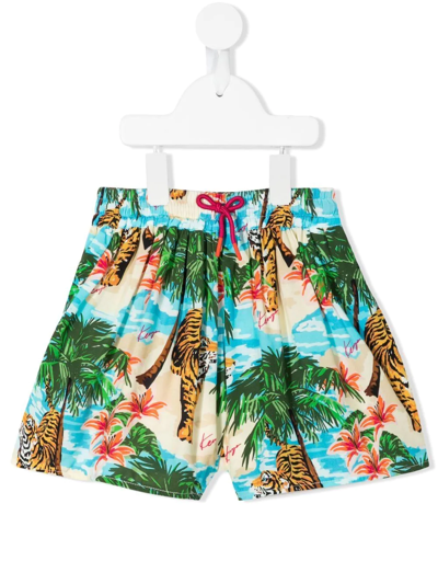 Shop Kenzo Graphic-print Flared Shorts In Multicolour