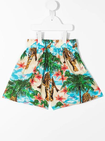 Shop Kenzo Graphic-print Flared Shorts In Multicolour