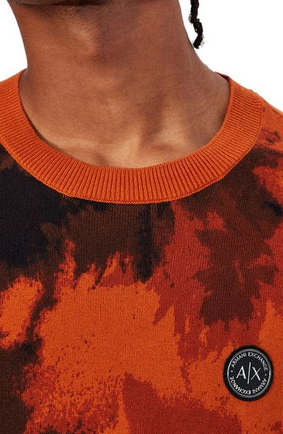Shop Armani Exchange Camo Ink Crewneck Sweater In Ink Camo Orange