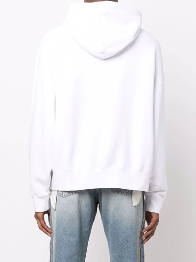 Shop Palm Angels Crocodile-print Cotton Hoodie In White