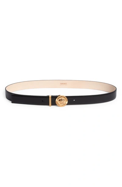 Shop Versace Medusa Belt In Black-  Gold