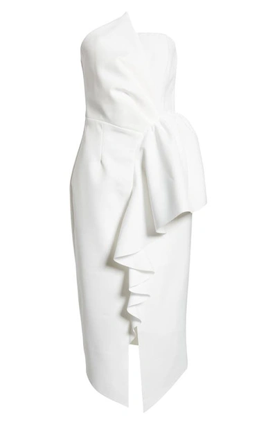 Shop Elliatt Reception Cascade Ruffle Strapless Cocktail Dress In White