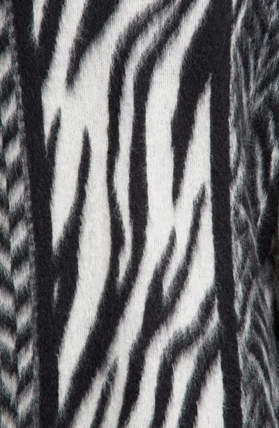 Shop Saint Laurent Jungle Patchwork Mohair & Wool Blend Cardigan In Noir/ Naturel 1095
