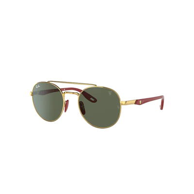 Shop Ray Ban Rb3696m Scuderia Ferrari Collection Sunglasses Gold Frame Green Lenses 51-20