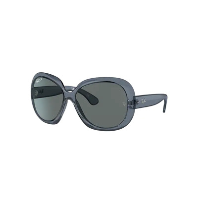 Ray Ban Jackie Ohh Ii Transparent Sunglasses Blue Frame Grey Lenses Polarized 60-14 In Blue