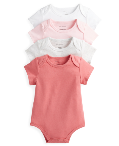 Shop First Impressions Baby Girls Bodysuits, Pack Of 4, Created For Macy's In Apple Blossom