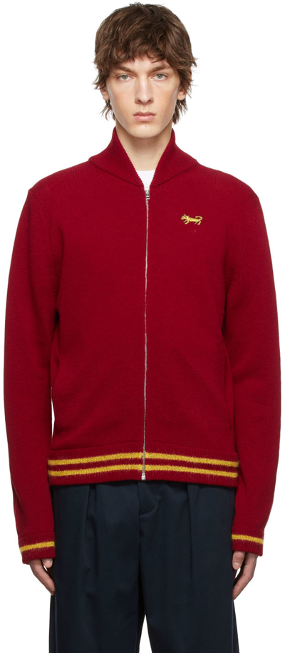 Shop Marni Red Virgin Wool Bomber Jacket In 00r66 Red