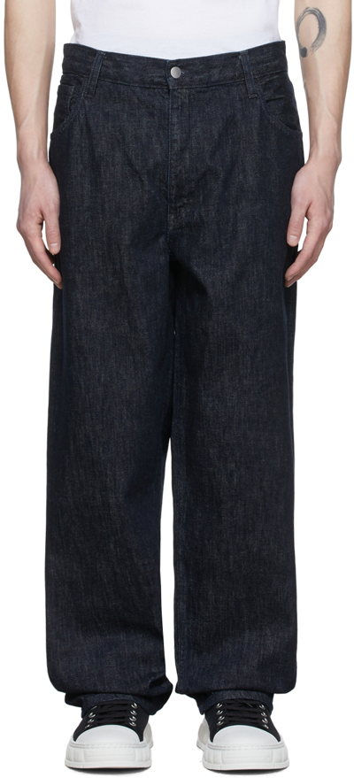 Shop Non+ Navy Wide Jeans In One Wash