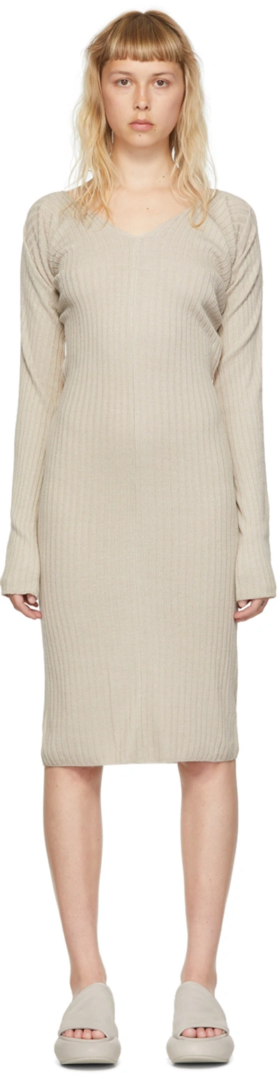 System Grey Acrylic Midi Dress In Yellow Grey