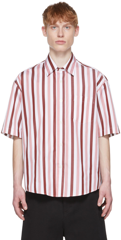 Shop Ami Alexandre Mattiussi White & Pink Organic Cotton Short Sleeve Shirt In Pale Pink/white/659