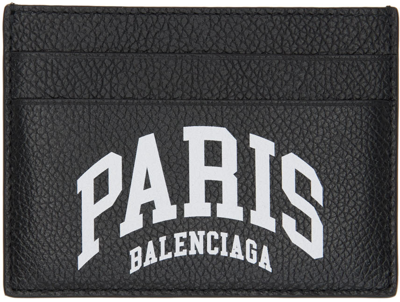 Shop Balenciaga Black 'paris' Card Holder In 1090 Black/l White P