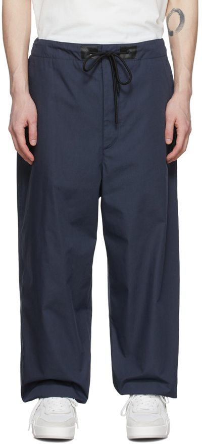 Shop Moncler Genius 2 Moncler 1952 Navy Polyester Trousers In 7a7 Navy