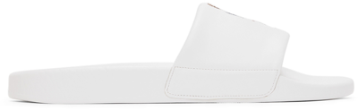 Shop Polo Ralph Lauren White Polo Bear Slides In White/bear