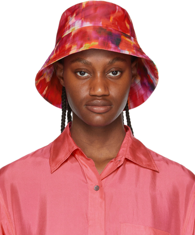 Dries Van Noten Blur Floral-print Bucket Hat In 304 Fuchsia
