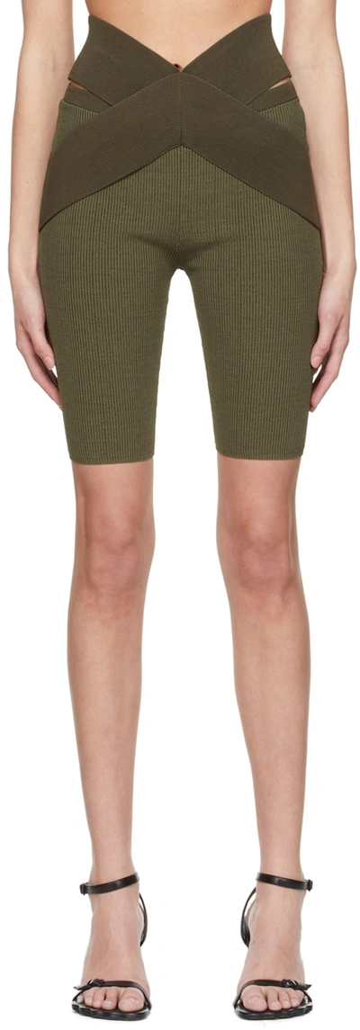 Shop Dion Lee Green X Shorts In Dark Moss/moss