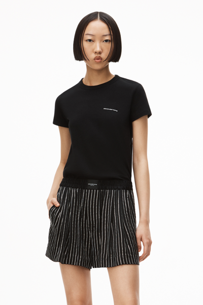 Alexander Wang Shrunken Tee In High Twist Jersey In Black