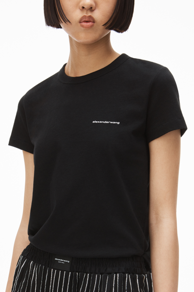 Alexander Wang Shrunken Tee In High Twist Jersey In Black