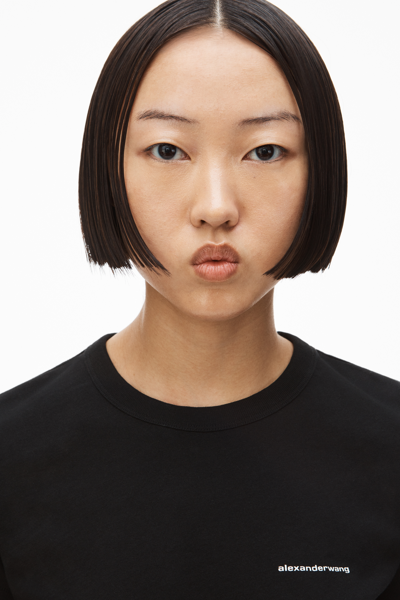 Alexander Wang Shrunken Tee In High Twist Jersey In Black