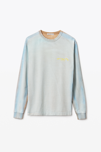 Shop Alexander Wang Long-sleeve Tee In Garment Dyed Jersey In Canal Blue
