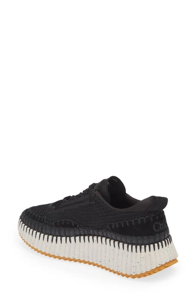 Chloé Nama Embroidered Suede And Recycled-mesh Sneakers In Black