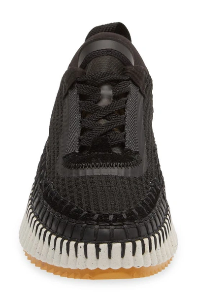 Chloé Nama Embroidered Suede And Recycled-mesh Sneakers In Black