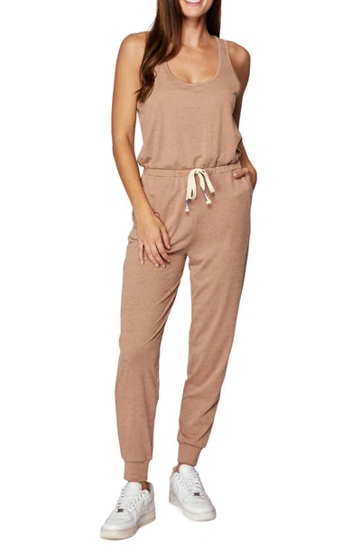 Shop Spiritual Gangster Perfect Lounge Cotton Tank Jumpsuit In Camel