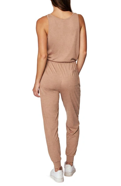 Shop Spiritual Gangster Perfect Lounge Cotton Tank Jumpsuit In Camel